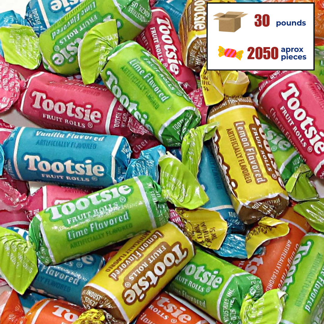 30lb Tootsie Fruit Rolls (+/- 2050 pieces)