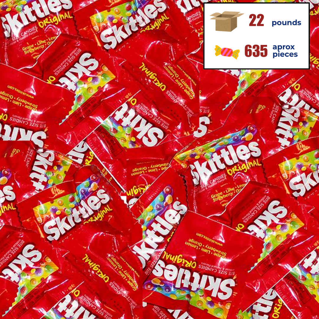 22lb Fun Size Original Skittles (+/- 635 pieces)