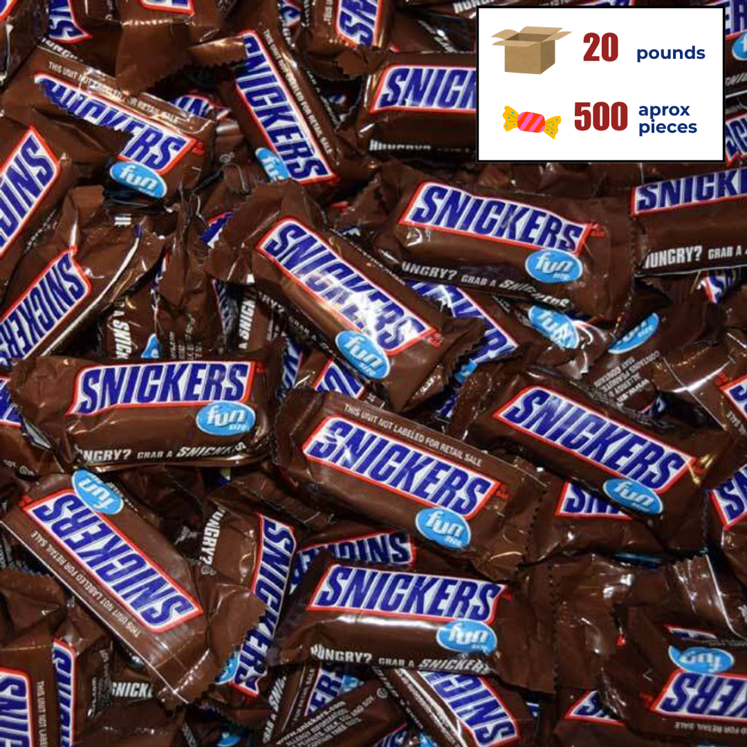 20lb Fun Size Snickers (+/- 500 pieces)